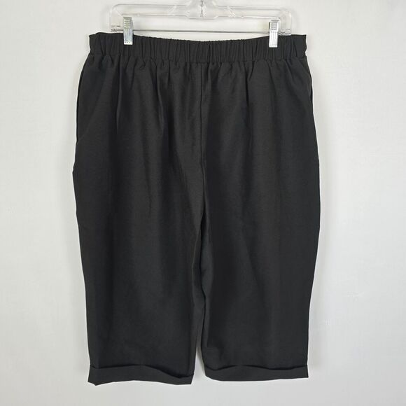 Bloomchic Pants Women's 1X Black Cropped Pleated Elastic Waist Pocket NWT - Picture 5 of 12